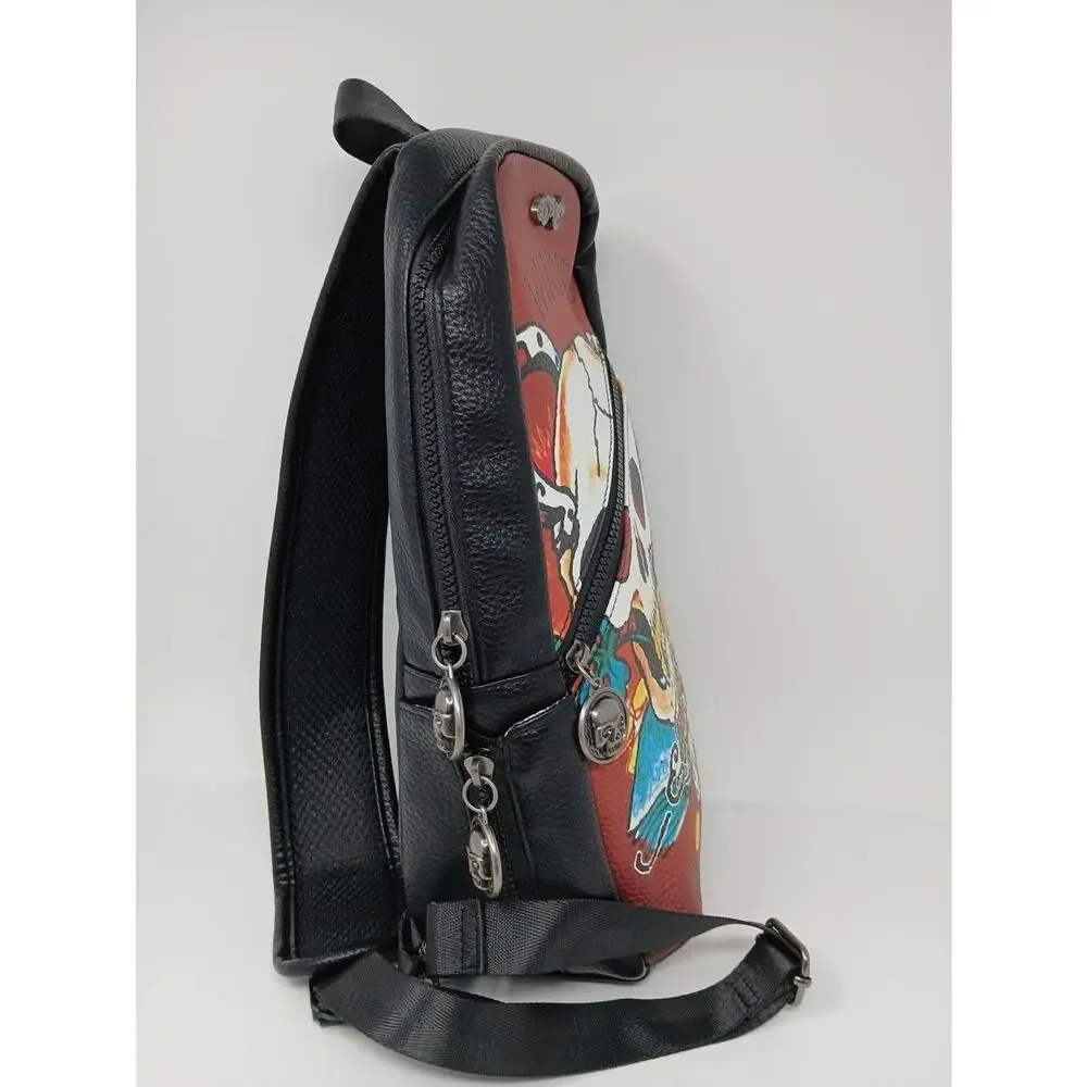 Ed Hardy Black Eagle Skull Sling Bag Crossbody Backpack Y2K Steetwear Tatoo Art